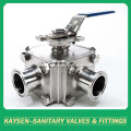 Sanitary square three way ball valve